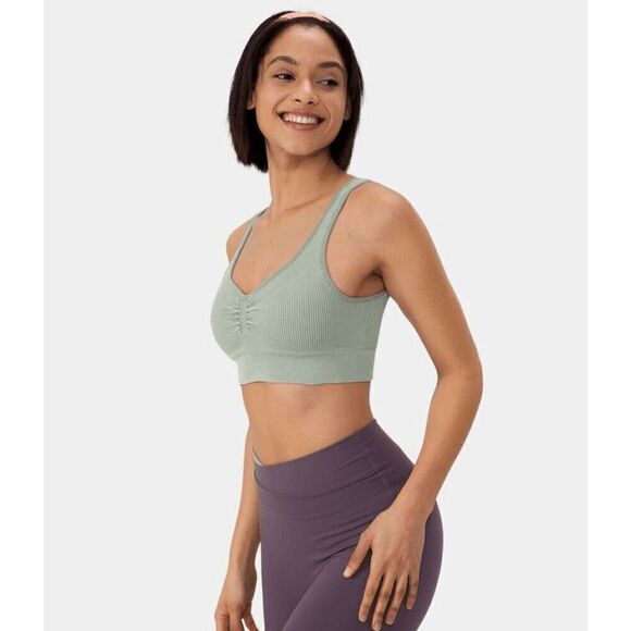 NWT Size Small Halara Seamless Flow Medium Support Ruched Yoga Sports Bra HA36 - Picture 1 of 2